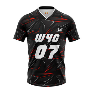 Camiseta de Fútbol Sublimada Personalizada 100% Poliéster de Secado Rápido y Transpirable de Manga Corta con Nombre de Jugador y Logotipo Frontal Personalizados - Product Image 1