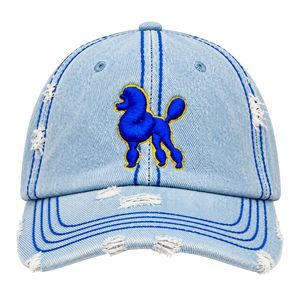 Gorra de Béisbol para Mujer, Color Azul Claro, Estilo Desgastado, con Logotipo Bordado de Poodle, Visera Curva Ajustable, Informal, para Exteriores - Product Image 2