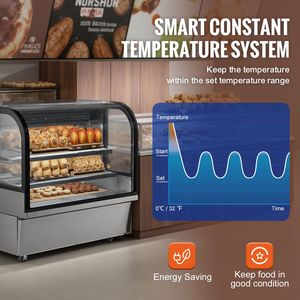 Vetrina Refrigerata Commerciale Grande da 18 Cu.Ft./505L a 2 Livelli con Illuminazione LED per Pasticceria, Congelatore e Frigorifero - Product Image 4