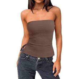 Top Corto Personalizado para Mujer, Sin Tirantes, Sin Mangas, Ajustado, Tipo Bandeau, Color Sólido, Natural - Product Image 5