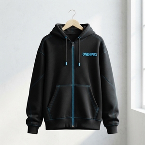 Men's Black Zip Up <b>Hoodie</b> Blue Contrast <b>Stitching</b> <b>Oversized</b> Streetwear Fleece Jacket Casual Sportswear Custom Wholesale - Product Image 3