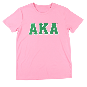 T-shirt AKA Glitter Dry Fit pour femme, rose, sororité grecque, évacuation de l'humidité, athlétique, décontracté, coupe élégante - Product Image 1