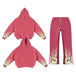 Custom Unisex Cotton <b>Tracksuit</b> Hoodie & Jogger 2-Piece Set Gradient Color Sublimation Print Breathable Casual Autumn Wear - Product Image 5