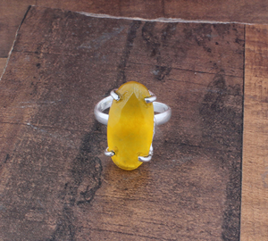 Anillo de Piedra Preciosa Ovalada con Engaste de Jade Amarillo Natural, Plata de Ley 925, Joyería Clásica de Boda para Mujer - Product Image 3