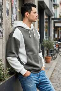 เสื้อฮู้ดผู้ชาย ONETEN APPARELS แขนเสื้อแบบแร็กแลน ทรงปกติ ผ้าฝ้ายฟลีซ สวมใส่สบาย สไตล์สตรีทแวร์ สีพื้น น้ำหนัก 240 กรัม - Product Image 5