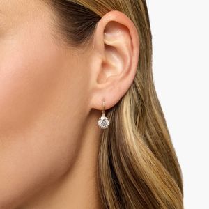 Lever <b>Back</b> Hidden Halo Lab-Grown Diamond Stud <b>Earrings</b> In White Gold - Product Image 2