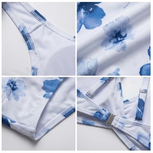 Ensemble tankini 2 pièces à imprimé floral pour femme, haut dos croisé et jupe portefeuille, maillot de bain extensible - Product Image 4