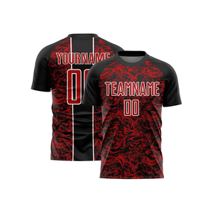 Uniforme de football à manches courtes d'été 100% polyester imprimé personnalisé avec le nom de l'équipe, léger, respirant, séchage rapide, OEM - Product Image 5