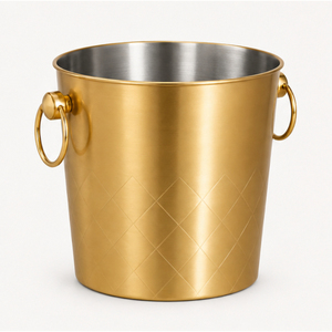 Gold <b>Champagne</b> <b>Bucket</b> with Ring Handles Stainless Steel Double Walled Insulated Ice <b>Bucket</b> for Cocktail Bar Wedding Party - Product Image 1