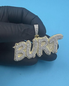 Colgante de letra con incrustaciones completas de moissanita micro pavé, de Plata de ley 925 y Oro laminado de 18K, estilo Hip Hop, Unisex - Product Image 6