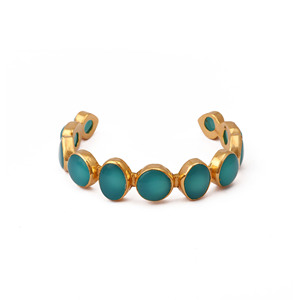 Brazalete de Calcedonia Acuática, Chapado en Oro de 18K, Hecho a Mano con Piedras Preciosas, Regalo Moderno para Mujer - Product Image 5