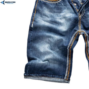 Pantalones Cortos de Mezclilla para Hombre, Casuales, Lavado Claro, Cintura Media, Bordados, Transpirables, Ecológicos, con Cierres y Botones, Estilo Urbano, para Primavera/Verano - Product Image 6