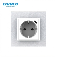 Livolo Moderne Leder-Muster Glasrahmen-Panel EU-Standard Schuko-Steckdose 16A RoHS-Zertifizierte Wandsteckdose
