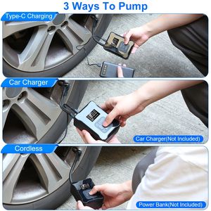 Compresor de Aire Digital Inalámbrico de 150 PSI, Inflador de Neumáticos con Luz LED y Banco de Energía de Emergencia para Autos, Motos, Bicicletas y Balones - Product Image 6