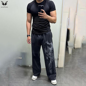 Pantalon de survêtement ample, pantalon oversize tendance avec taille réglable par cordon de serrage, coupe confortable, pantalon de survêtement ample - Product Image 4