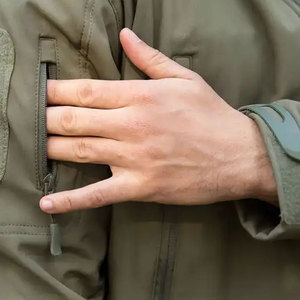 Veste polaire à capuche pour homme, coupe-vent, fermeture éclair, style chasse, vêtement d'hiver, coupe régulière, vert olive, extérieur en polyester, réversible - Product Image 6