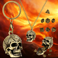 Étui à dés creux en métal, collier et porte-clés, pendentif mini-dés DND avec motifs Dragon, Crâne, Balle, Pieuvre, dés DND multi-styles