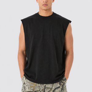 Men's Black Sleeveless O-Neck Tank Top Solid Woven Casual <b>Muscle</b> <b>Vest</b> Plus Size Athletic Workout Wear Quick Dry Breathable - Product Image 1
