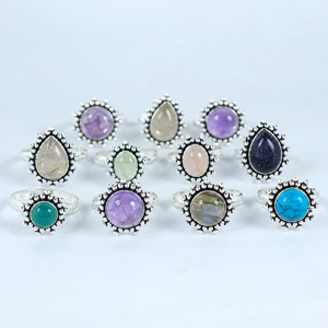 Wholesale Bismillah Gems Christian March Birthstone Natural Gemstone <b>Ring</b> <b>Set</b> Vintage Style Sterling <b>Silver</b> Plated <b>Rings</b> - Product Image 3