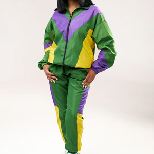 Ensemble de survêtement coupe-vent léger personnalisé 2026 pour femme, 2 pièces, ample et oversize, en nylon uni avec motif décoratif, pour homme - Product Image 1