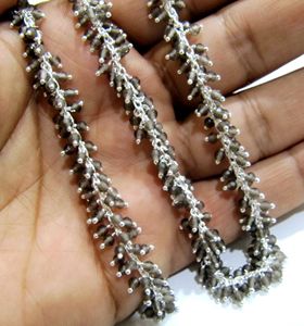 Natural Smoky Quartz 2.5mm RondelleCluster <b>Rosary</b> Chain Dangling Wire Wrapped Grape Chain - Product Image 4
