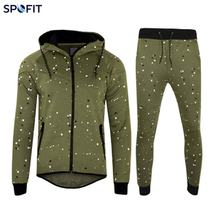 Conjunto Deportivo SPOFIT para Hombre, Sudadera con Capucha y Cierre Completo, Pantalones con Estampado de Puntos Verde Oliva, Transpirable, para Otoño - Product Image 5