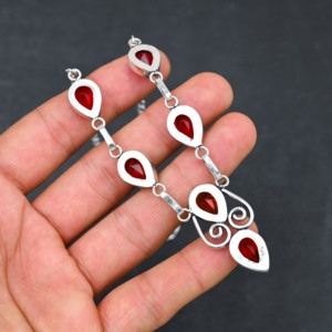 Collier personnalisé en argent sterling 925 fait main avec pierre précieuse grenat rouge pour femme, bijoux inspirés de la foi pour les mariages - Product Image 4