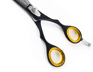 Ciseaux de coiffure professionnels noirs pour barbier, ciseaux à effiler simples en acier inoxydable, lames tranchantes pour la coupe et le coiffage, 7 pouces - Product Image 3