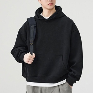 Sweat-shirt unisexe à capuche rouge zippé en polaire unie, séchage rapide, coupe ample, manches longues, hiver, 100% coton, décontracté, Econex - Product Image 2
