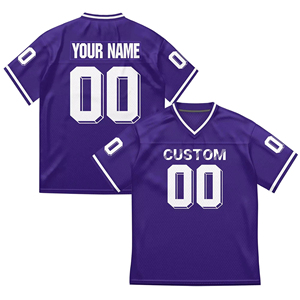 Maillot de football américain personnalisé blanc à col en V, manches courtes, en maille sublimée respirante en polyester, vêtements d'équipe pour hommes adultes - Product Image 3