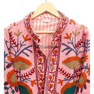 Colorful <b>Hand</b> Embroidered Floral Jacket Women's Cotton Open Front Jacket Prairie Chic Style Full Sleeve Spring Wear - Product Image 6