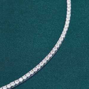 Collar de tenis de moda popular de 2MM con diamante de moissanita de corte redondo y plata 925, regalo de cumpleaños para fiesta, amuleto de joyería - Product Image 4