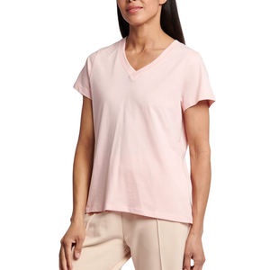 T-shirt décontracté à manches courtes et col rond en coton de couleur unie pour femme – Vente en gros, OEM, tendance estivale - Product Image 3