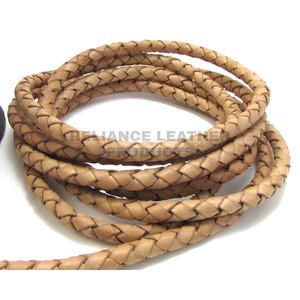 Cordon en cuir tressé rond naturel de 5 mm, très vendu, pour bracelets, colliers, pendentifs, fabrication de bijoux, fournisseur en gros - Product Image 4