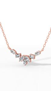 สร้อยคอเพชรเม็ดมรกตและมาร์คีส์ทรงแฟนซี ผลิตในห้องปฏิบัติการ ทอง 14K ไร้สี VVS จี้ดีไซน์จากธรรมชาติ พร้อมสายสร้อย - Product Image 4