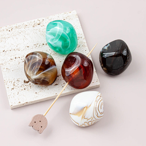 Perles en résine brillantes de forme irrégulière, colorées et teintes, à grand trou, pour la fabrication de bijoux - Product Image 4