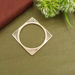 Golden square Geometric <b>Bangle</b> <b>Bracelet</b> for Women – Statement Cuff Style Fashion Jewelry, OEM ODM Customization - Product Image 3