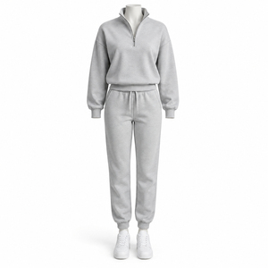 Conjunto de Pantalones Casuales de Manga Larga y Color Sólido, Transpirable, 100% Algodón, Corte Regular, Chándal Rojo con Capucha para Mujer de Alta Calidad - Product Image 2