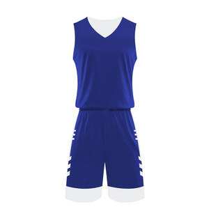 Conjunto de camiseta y pantalones cortos de baloncesto personalizados para hombre, uniformes azules sin mangas que absorben la humedad, para todas las estaciones - Product Image 2