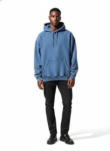 Men's Vintage Streetwear 100% Cotton <b>Jacket</b> Solid Blue Oversized Sun Faded 3DAcid Washed <b>Denim</b> Hoodies for Spring Season Men - Product Image 5