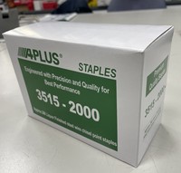 Aplus 3518-2000 Agrafe en fer pour carton 34,8 mm, pointe biseautée, plaqué zinc jaune-chromate, tige lisse, revêtement en polyéthylène thermosensible