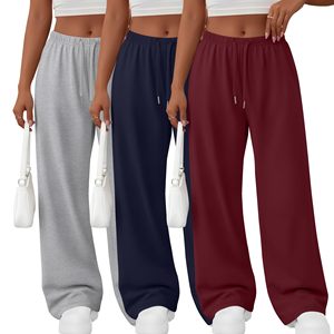 Wholesale Custom Women Baggy <b>Sweatpants</b> Mid Waist Wide Leg Fleece Track Pants Ladies Casual <b>Oversized</b> Streetwear Trousers - Product Image 4