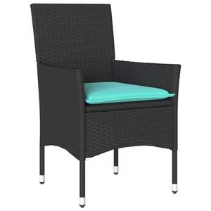 2 chaises de patio en polyrotin noir avec coussins, ensemble de meubles de patio - Product Image 4