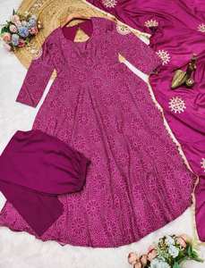 Conjunto de traje afgano de nuevo diseño con Detalles bordados y Dupatta floral para mujer, ropa de estilo indio pakistaní Salwar kameez - Product Image 4