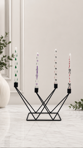 Modern <b>Black</b> Metal 4-Candle Holder Stand Geometric <b>Candelabra</b> for Home Decor Table Centerpiece for Dining, Living Room & Wedding - Product Image 2