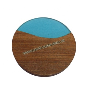 Posavasos redondo de resina y madera hecho a mano al por mayor superventas para el hogar, restaurante, oficina y hotel - Product Image 1