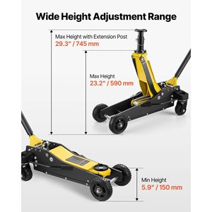 Martinetto idraulico da officina in alluminio e acciaio da 3 tonnellate (6614 libbre) con doppio pistone a sollevamento rapido e pompa di estensione per auto - Product Image 3