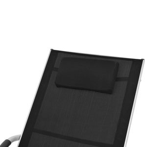 Chaise longue en tissu textilène noir et gris, design standard en aluminium - Product Image 5