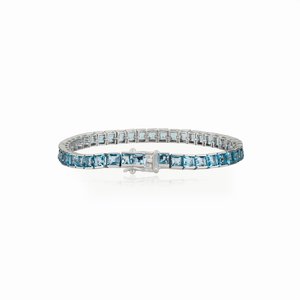 Bracelet tennis cubique en argent sterling 925, 100% topaze bleue véritable, bijoux fins, accessoires à prix de gros - Product Image 5