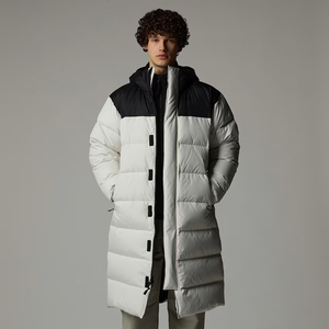 Long Dyed Woven Quilted <b>Winter</b> Jacket with Detachable Hood Front Logo Full Sleeves Zipper Closure Solid Color <b>Thick</b> Warm <b>Coat</b> - Product Image 4